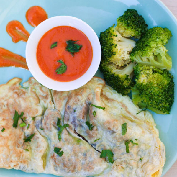 Mushroom Omelette with Broccoli