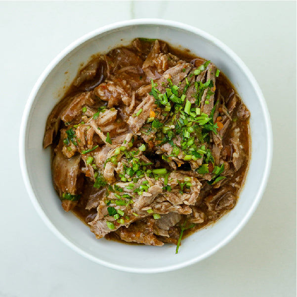 Pulled Lamb, Homemade BBQ Sauce, Napa Slaw