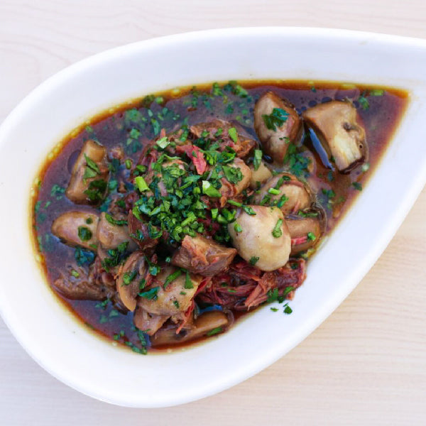 Slow Cooked Lamb Stew with Roasted Mushroom Cauliflower