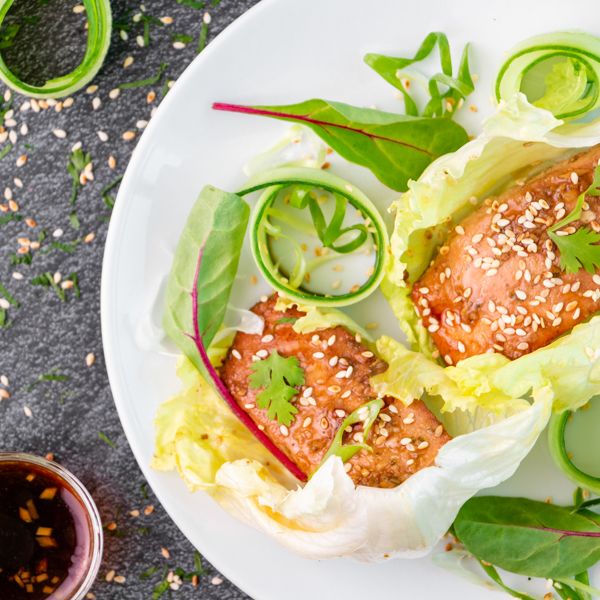 Teriyaki Salmon in Lettuce Cups