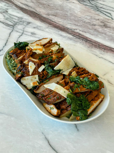 Skillet Tomato Chicken with Parmesan Spinach