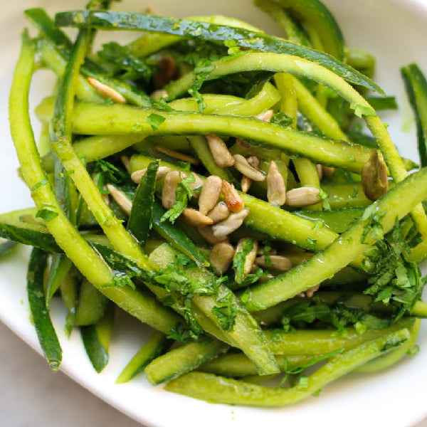 Cucumber Noodles Salad with Sunflower Seeds