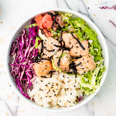 Salmon Poke Bowl and Brown Rice Pilaf