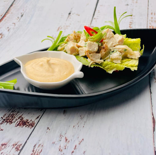 Chicken Lettuce Taco, Harissa Dip