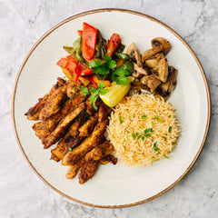 Fajita Chicken, Peppers, Cajun Rice and Roasted Mushroom