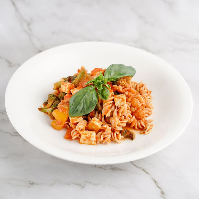 Grilled Veg, Tofu Tomato, WholeWheat Pasta – Basiligo