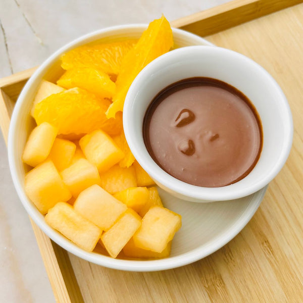 Orange, Mixed Melon, Chocolate Sauce