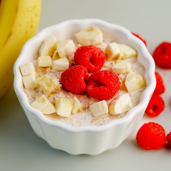 Overnight Oats with Banana & Raspberry