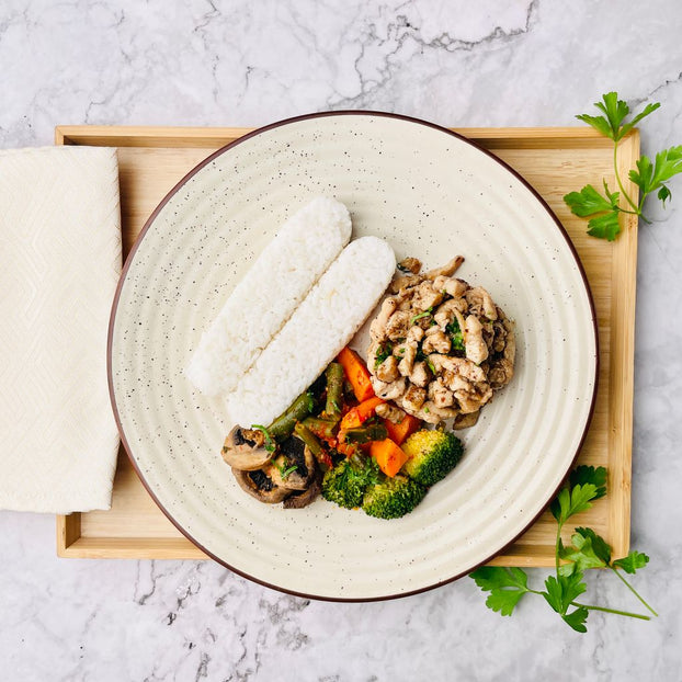 Pad Kra Pao with Jasmine Rice and Szechaun Veg – Basiligo