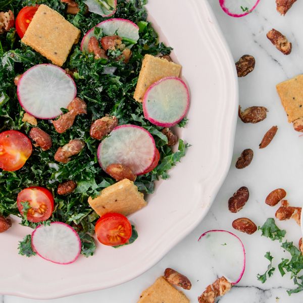 Paleo Kale Chicken Caesar Salad, Home Made Croutons, Vegan Caesar Dressing