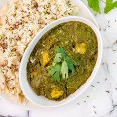 Saag Paneer (Cottage Cheese in Spinach Gravy) with Cumin Cauliflower rice