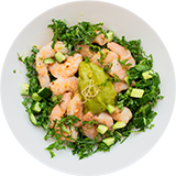 Shrimp & Avocado Kale Salad with Lemon Olive Oil Dressing