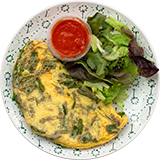 Snow peas Omelet with Tomato Sauce