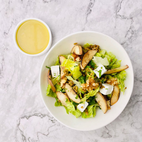 Sweet Chilli Chicken, Grilled Peach Freekeh Salad with Honey Mustard