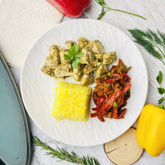 Methi Malai Chicken Tikka with Saffron Rice and Veg Jalfrezi