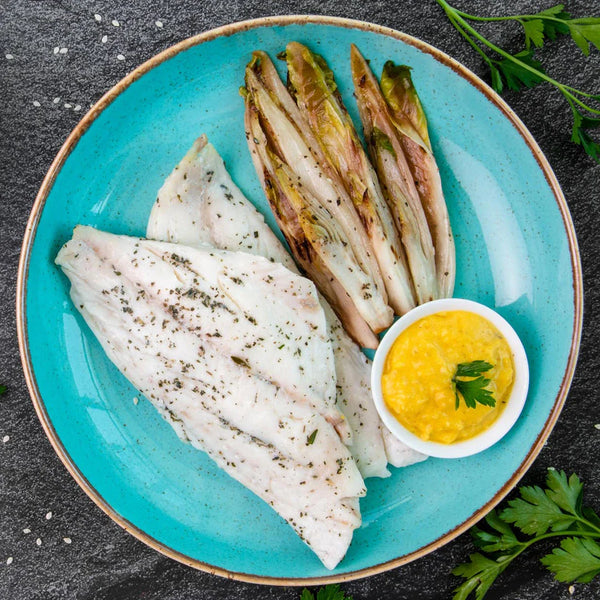 Olive oil Poached Sea Bream with Citrus Beurre Blanc, healthy mix salad and Brown rice pasta