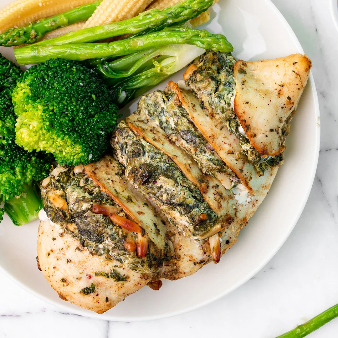 Hasselback Chicken with Spinach and Feta, Kale Tabbouleh and Brown ric ...