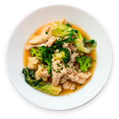 RoastChicken, Bok choy & Ginger Coconut Bowled Nuts