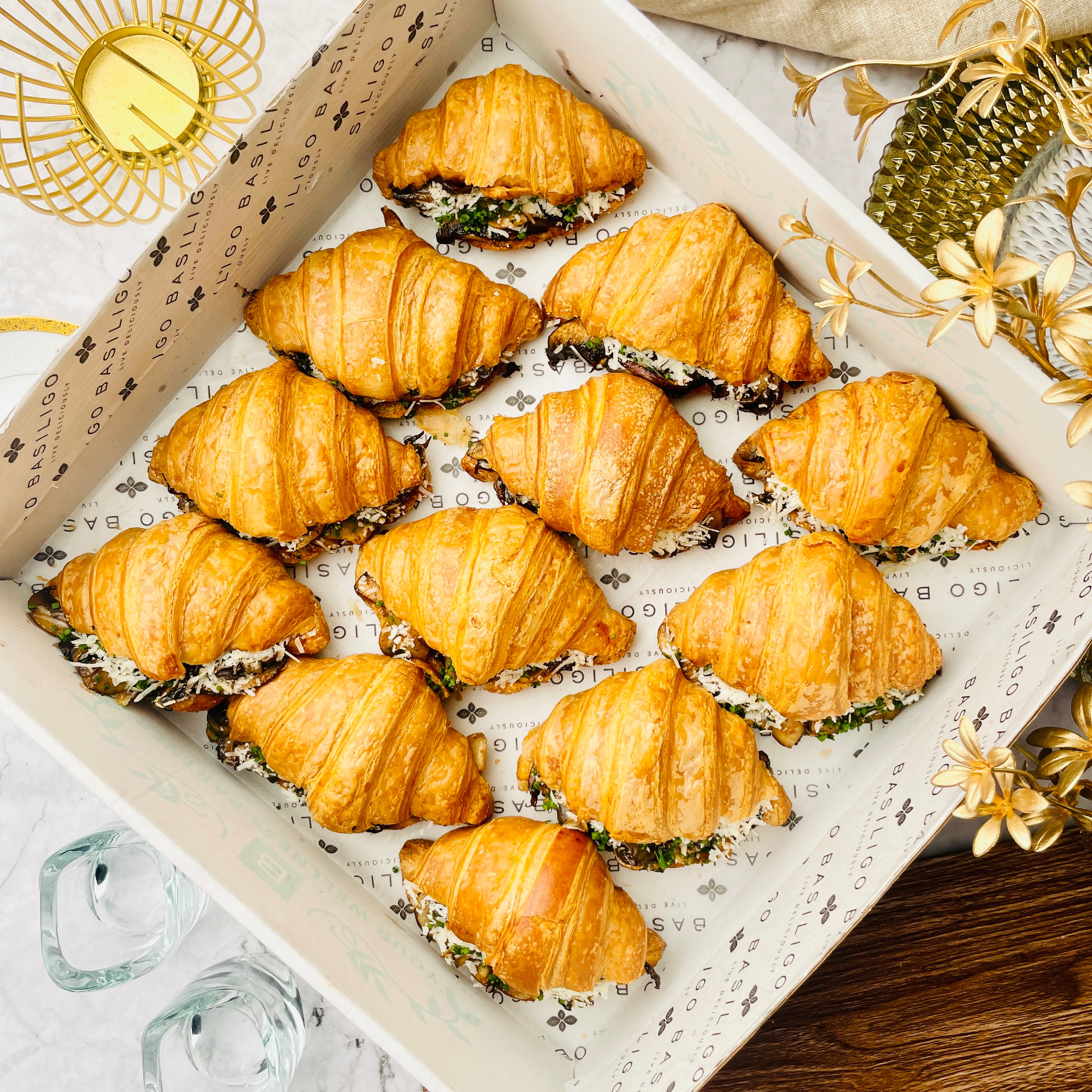 Portobello Mushroom & Cheese Croissants – 12pcs | Basiligo